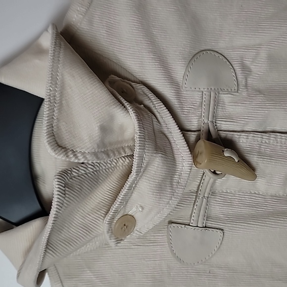 Lauren Ralph Lauren White Corduroy Jacket Leather Toggle & Zip Closure - Picture 8 of 16
